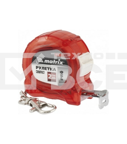 Рулетка Compact, 2 м x 16 мм, компактный размер, карабин-держатель, PRO Matrix