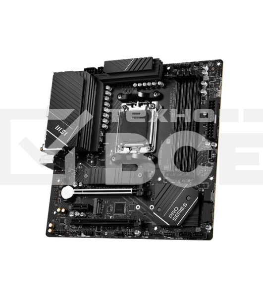 Материнская плата MSI PRO B650M-A WIFI, AM5, AMD B650, 4xDDR5, 4xSATA, 2xM.2, 1xPCI-E 4.0 x16, 1xPCI-E 4.0 x4, 1xDP, 1xHDMI, 1x2.5Gb LAN, 4xUSB 3.2 Gen 1, 4xUSB 3.2 Gen 2, 3x3.5 мм, 7.1, 802.11ax, 5.3, Micro-ATX