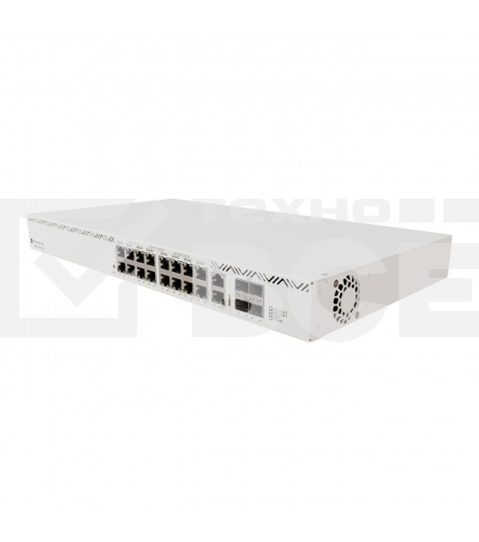 Коммутатор Mikrotik CRS320-8P-8B-4S+RM Cloud Router Switch with dual-core 800 MHz CPU, 256 MB RAM, 98DX226S switch chip, 17 x Gigabit Eth ports (8 x 802.3af/at, 8 x 802.3bt PoE-out), 4 x 10G SFP+ ports, RouterOS L5, 1U rackmount enclosure, 600W PSU