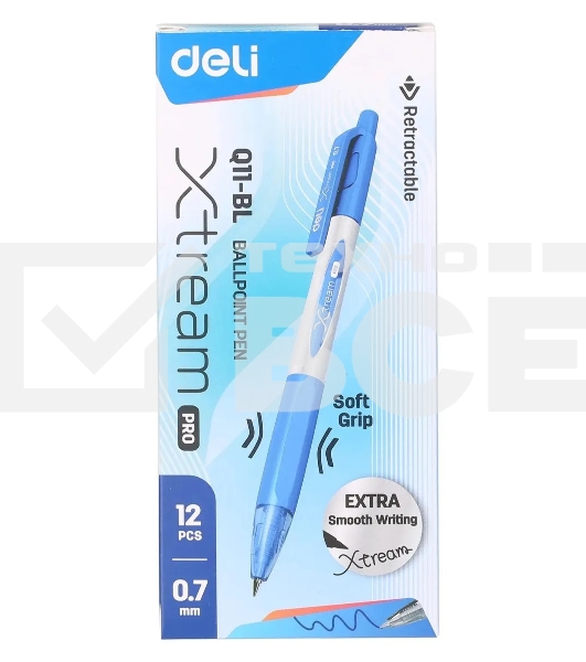 Ручка шариков. автоматическая Deli X-tream EQ11-BL синий мет./синий d=0.7мм син. черн. резин. манжета