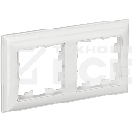 Рамка 2-местная IEK BRITE РУ-2-Бр DECOR 3D-форма белый/белый, фото 1
