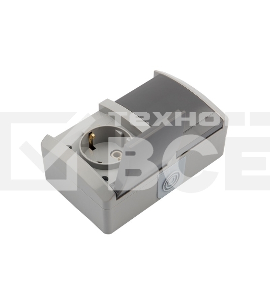 Блок из 2 розеток горизонтальный KRANZ INDUSTRIAL с заземлением открытой установки, IP54, серый