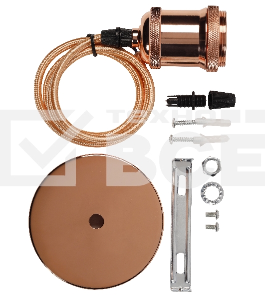 Светильник подвесной Smartbuy (SBE-CLHE27m-c) с патроном металлическим e27, 1 м, медь