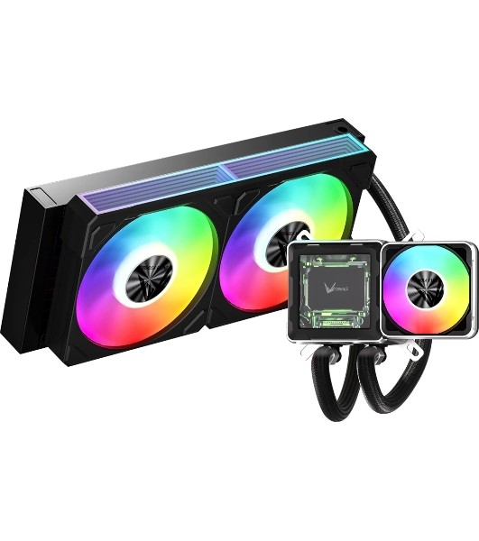 Система жидкостного охлаждения Formula V Line Cryo Wing Digi 240 BK, 240мм, LCD 2.73', 2x120мм, ARGB fans, LGA115X/1200/1700/1851/1366/2011/2066, AM3/AM4/AM5/Ryzen3/Ryzen5/Ryzen7/Threadripper/RT4