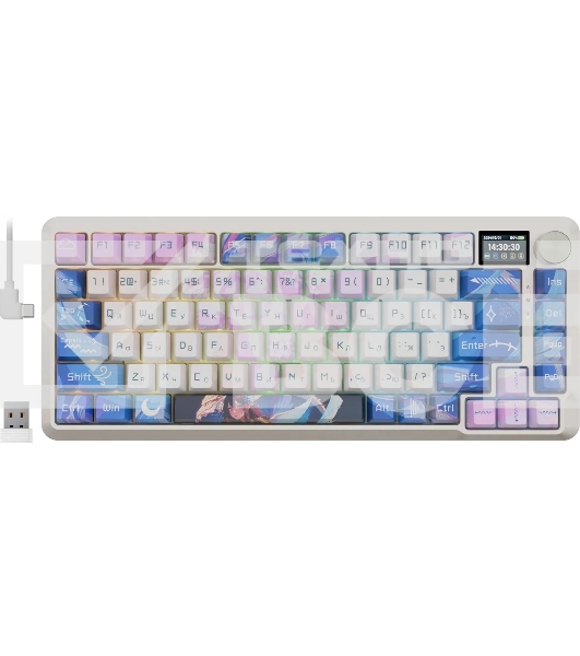 Клавиатура Redragon Flekact Pro гибридная, USB Type-A, Bluetooth, радиоканал, фиолетовый