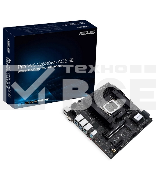 Материнская плата Asus PRO WS W680M-ACE SE, LGA1700, Intel W680, 4xDDR5, 8xSATA, 2xM.2, 1xPCIe 5.0 x16, 1xPCIe 3.0 x4, 1xPCIe 3.0 x1, 1xDP, 1xHDMI, 1xVGA, 3x2.5Gb LAN, 1xUSB-C 10Gbps, 1xUSB-A 10Gbps, 4xUSB-A 5Gbps, 3x3.5 мм, 7.1, mATX