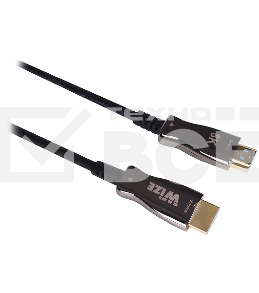 Кабель HDMI Wize AOC-8K-HM-HM-15M оптический, 15 м, 8K/60HZ 4:4:4, v.2.1, ARC, 19M/19M, HDCP 2.2, Ethernet, черный, коробка