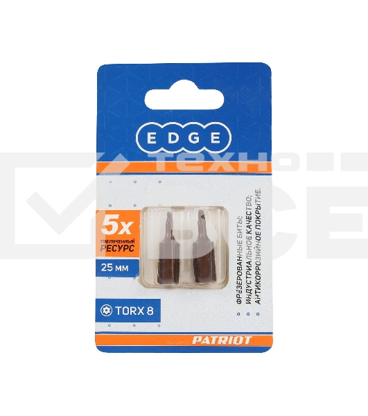 Бита EDGE by PATRIOT T8, сталь S2, длина 25 мм, 2шт в блистере