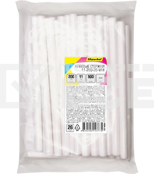 Клеевые стержни Silwerhof 11-200-26-WHI дл.200мм D11мм белый упак:26шт