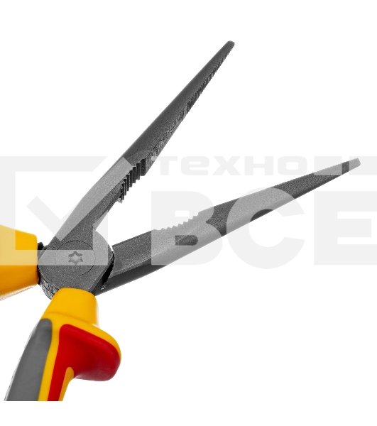 Длинногубцы прямые Denzel диэлектрические рукоятки до 1000 В, трехкомпонентные рукоятки, 205 мм