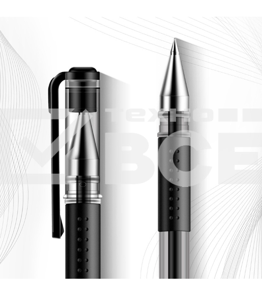 Набор ручек гелевых Deli 6619-BK прозрачный/черный, черные чернила, блистер (3шт), линия 0.5мм, резиновая манжета