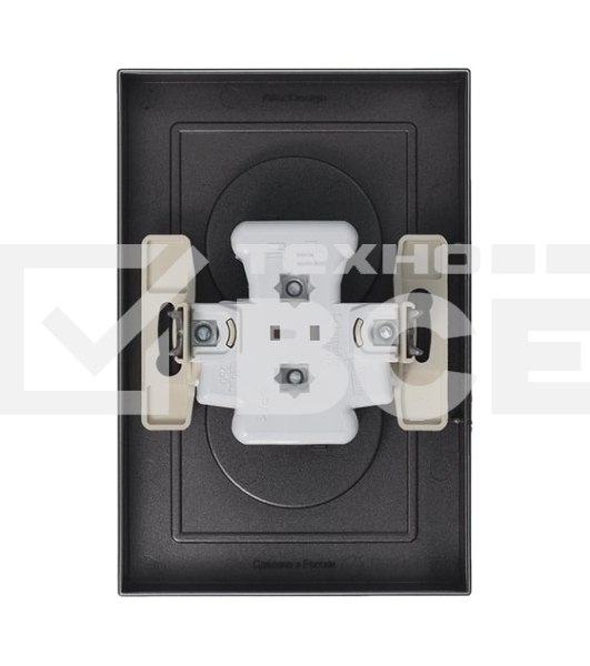 Розетка 2-м AtlasDesign без заземл. 16А в сборе мокко SchE ATN000620