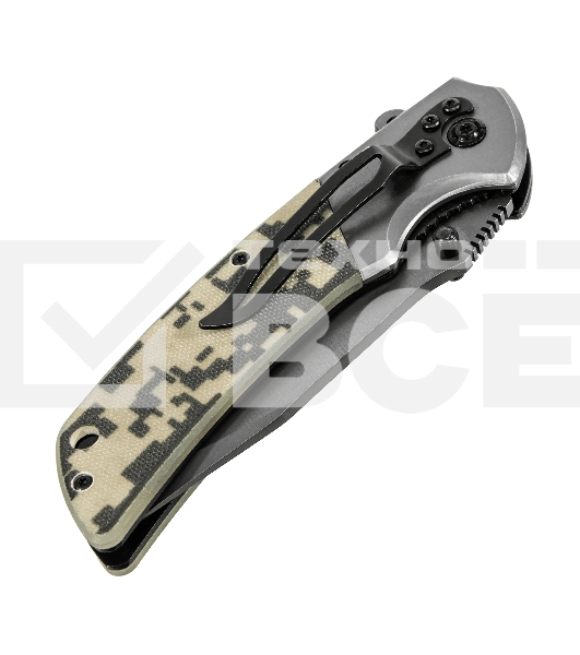 Нож складной Denzel, многоцелевой, системы Liner-Lock, с накладкой G10 на классической рукоятке 79207