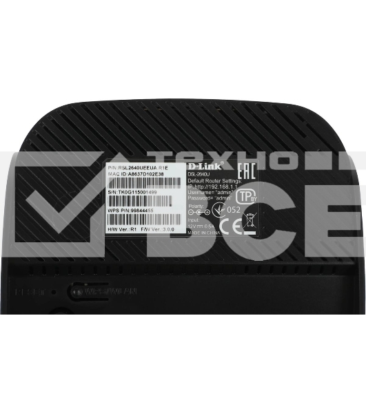 Роутер беспроводной D-Link DSL-2640U/R1A ADSL2+ черный (Annex A)