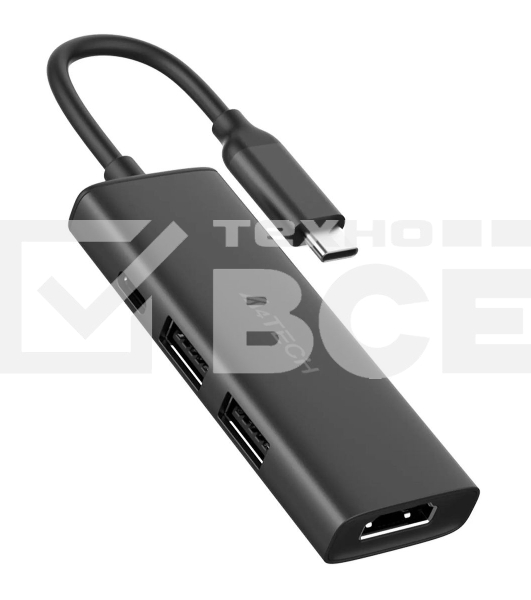 Разветвитель USB-C A4Tech DST-40C 2порт. серый