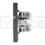 Розетка Kranz STRONG компьютерная двойная RJ45+RJ45 кат6 с/у графит, фото2