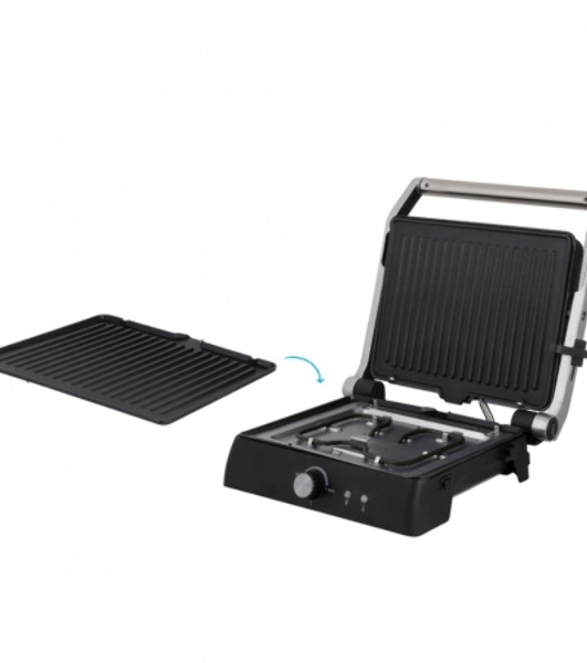 Электрический пресс-гриль Endever Grillmaster 225, серебристый/черный, 2300 Вт, терморегулятор, размер пов-ти 28х17 см