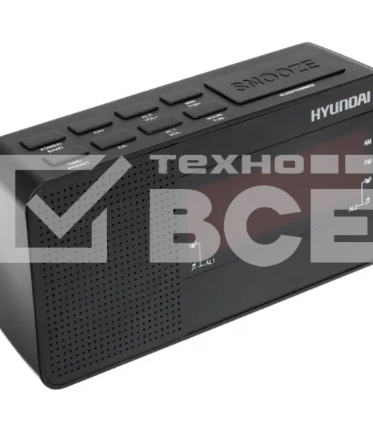 Радиобудильник Hyundai H-RCL200 черный LED проек.изоб. подсв:красная часы:цифровые AM/FM