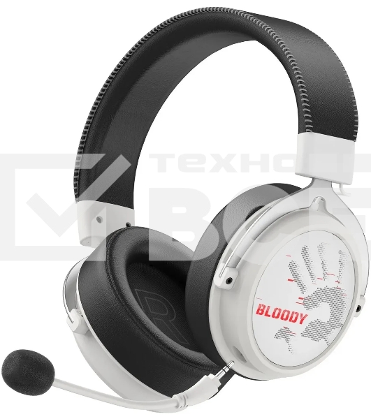 Наушники с микрофоном A4Tech Bloody MR590 Sports белый/черный 1.5м мониторные BT/Radio/3.5mm оголовье (MR590+ WIRED/SPORT WHITE)