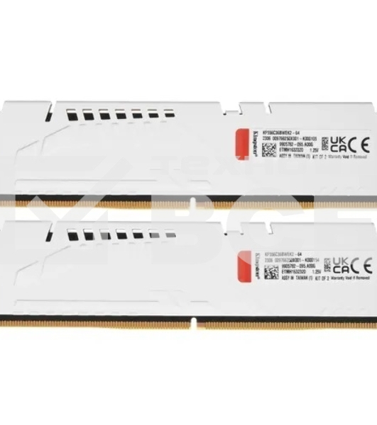 Оперативная память Kingston Fury Beast, DDR5, 64GB (2x32 GB), 5600 MHz, CL36, DIMM, радиатор, белый