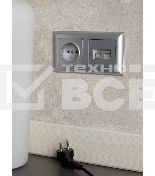Рамка 2-местная IEK BRITE РУ-2-Бр DECOR 3D-форма алюминий/алюминий
