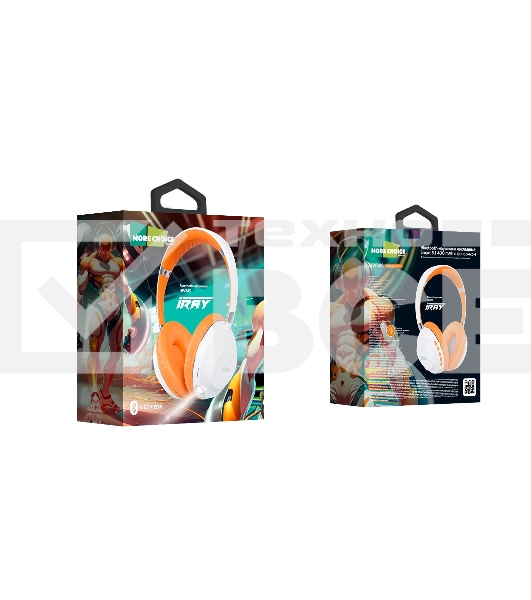 Наушники беспроводные накладные MORE CHOICE (4610196406225) HW34S белый/оранжевый