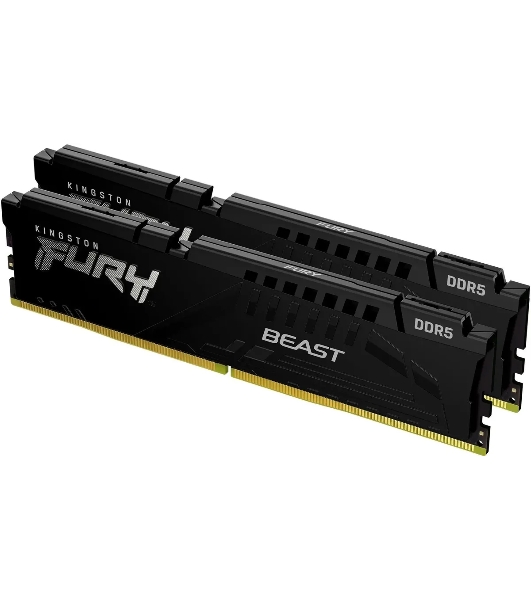 Оперативная память Kingston Fury Beast, DDR5, 64GB (1x64GB), 5600 MHz, CL40, с радиатором, чёрный