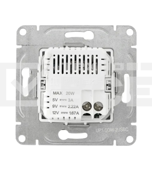 Розетка 2-м СП Эпика USB-C механизм бел. EKF UP1-SOW-2USBC