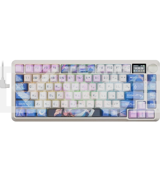 Клавиатура Redragon Flekact Pro гибридная, USB Type-A, Bluetooth, радиоканал, фиолетовый