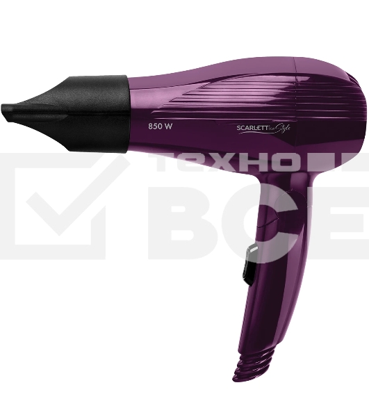 Фен Scarlett SC-HD70T24 фиолетовый/черный, 850 Вт, компактный