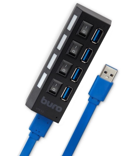 USB-концентратор Buro BU-HUB4-U3.0-L, USB 3.0, USB 4 порта, USB