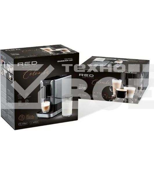Кофемашина автоматическая Red Solution Colomba RCM-1550 серый/черный, исп. кофе - зерновой, 1.1 л, 1470 Вт, 19 Бар