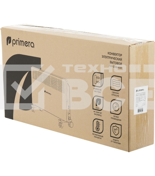 Конвектор Primera Ram PHP-2008-MXR, белый, 2000 Вт, 25 м2, термостат
