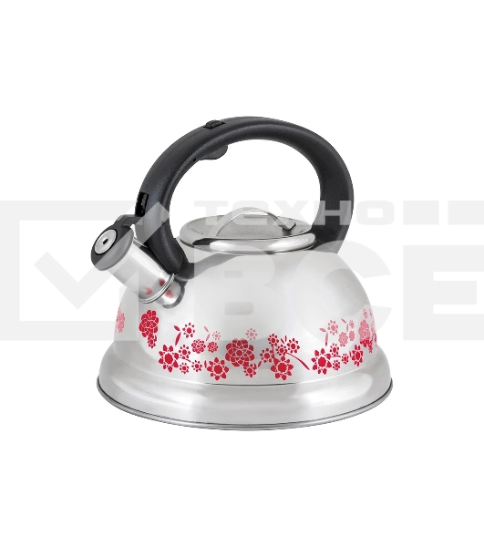 Чайник для плиты из нерж. стали MALLONY MAL-0417B с рисунком, меняющим (3,0 литра, со свистком, капсульное дно) (002103)