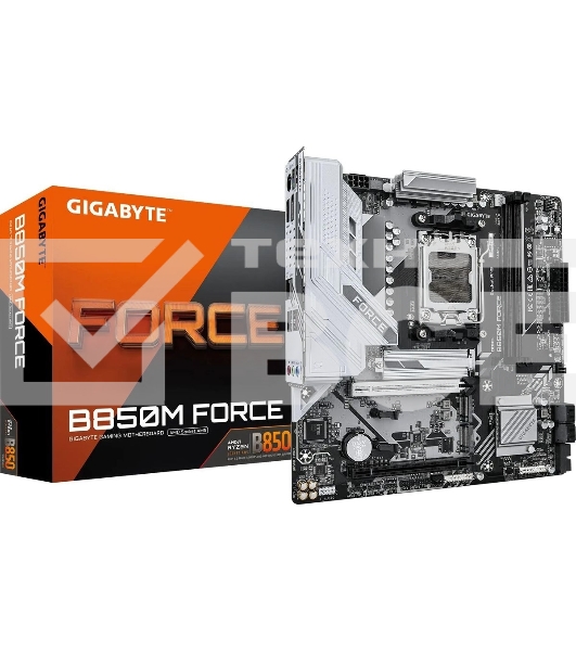 Материнская плата Gigabyte B850M FORCE, AM5, AMD B850, 2xDDR5, 4xSATA, 3xM.2, 1xPCIe 5.0 x16, 1xPCIe 4.0 x4, 1xHDMI, 1xDP, 1x2.5Gb LAN, 1xUSB-C 5Gbps, 1xUSB-A 10Gbps, 2xUSB-A 5Gbps, 2xUSB-A 2.0, 3x3.5 мм, 7.1, mATX