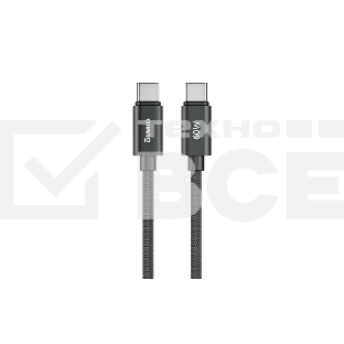 Кабель OLMIO REEL, Type-C - Type-C, 60W 3A, 1.2м, тканевая оплетка, черный