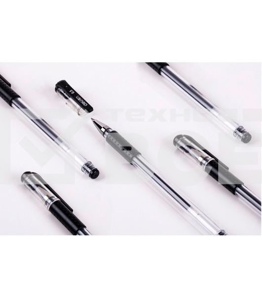 Набор ручек гелевых Deli 6619-BK прозрачный/черный, черные чернила, блистер (3шт), линия 0.5мм, резиновая манжета