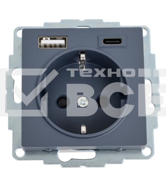 Розетка SE AtlasDesign 16А с USB A+C (5В/2,4А/3 А, 2х5В/1,5А), мех, грифель