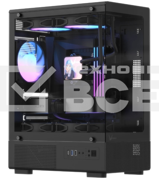 Корпус Formula Crystal Z1CM Plus AR v2 черный без БП mATX 5x120мм 1xUSB3.0 audio bott PSU