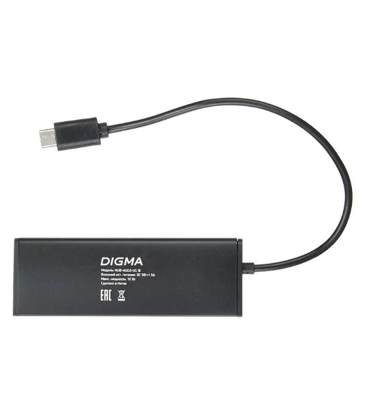 USB-концентратор Digma HUB-4U2.0-UC-B, USB-C, USB 2.0 4 порта, USB