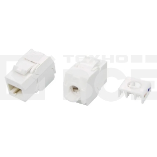 Модуль универсальный Hyperline KJ8, keystone, 1хRJ45, 180°, кат. 5е, неэкр., цвет: белый