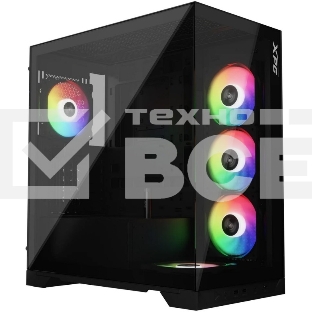 Компьютерный корпус XPG INVADER X BLACK (INVADERXMT-BKCWW) Mid-Tower Gaming ATX PC Case with Panoramic View, Tempered Glass Panels, and RGB Lighting Black