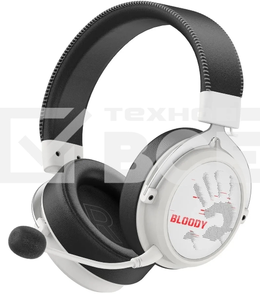 Наушники с микрофоном A4Tech Bloody MR590 Sports белый/черный 1.5м мониторные BT/Radio/3.5mm оголовье (MR590+ WIRED/SPORT WHITE)