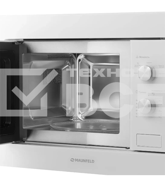 Микроволновая печь встраиваемая Maunfeld MBMO.20.1PGW белый, 20 л, 800 Вт, переключатели - поворотный механизм
