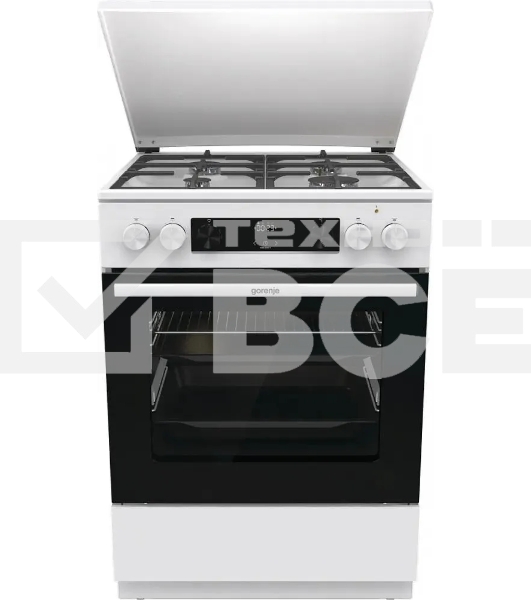 Плита комбинированная Gorenje GKS6C71WF белый, конфорок 4 газовых, духовка 71 л, 60 см x 85 см x 60 см