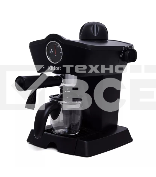Кофеварка рожковая Kitfort КТ-706 черный, исп. кофе - молотый, 0,25 л, 800 Вт, 3,5 бар