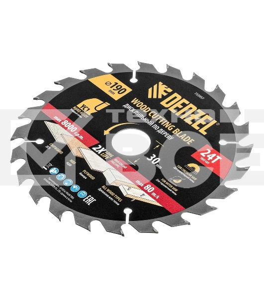 Пильный диск по дереву с гвоздями Denzel ф190 х 30 мм, 24 зубов 733957