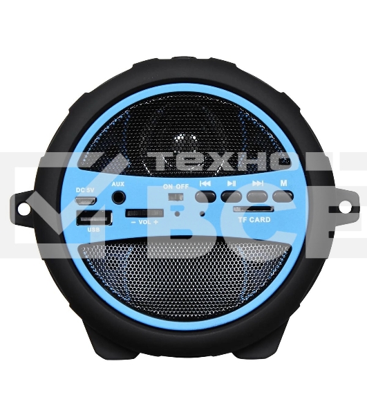 Колонка портативная Hyundai H-PAC220 черный/голубой 10W 1.0 BT/3.5Jack/USB