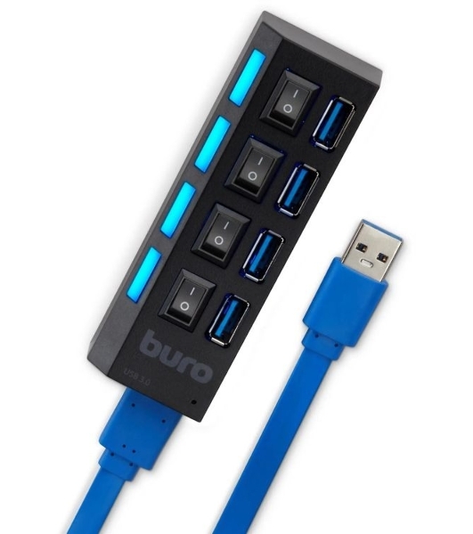 USB-концентратор Buro BU-HUB4-U3.0-L, USB 3.0, USB 4 порта, USB