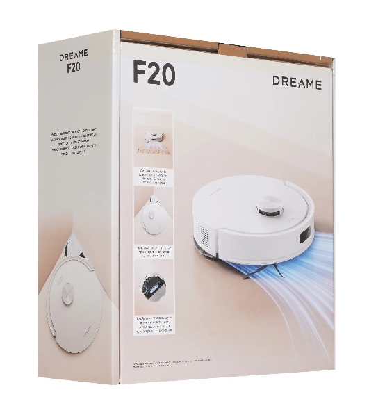 Робот-пылесос Dreame F20 белый, 3200 мА·ч Li-Ion, уборка влажная/сухая, пылесборник контейнер 0.4 л
